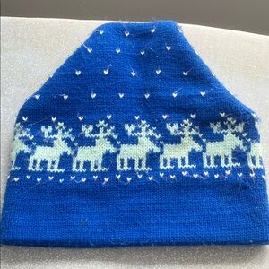 Vintage 70’s/ 80’s Fair Isle ski hat hat wool Blue Reindeer O/S